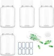 WLLHYF 4Pcs Clear Pill Bottle, 200ml Empty Clear Plastic Pill Bottles Medicine Bottle Empty Reagent Bottle Chemical Containers with Caps for Liquid Solid Powder (200ml)