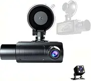 zolyet 1080P DVR era Fro & Inside & Rear Camera Driving with 3.16 Inch IPS Screen 170° Wide Angle Support Clear Collision Locking Loop Black Triple Camera