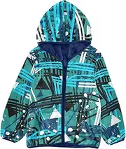 [GuoChe] Baby Boy Sherpa Jacket 1970s Disco Retro Grunge Graffiti Toddler Girls Winter Coat Navy Blue Baby Zip Sweatshirt