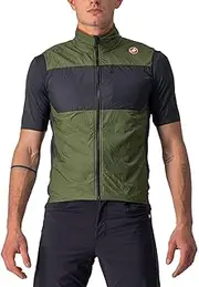 [CASTELLI] Men's Unlimited Puffy Vest Sports, Light Military Gray/Dark Gray-Brilliant Orange, L