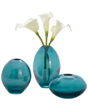 Torre & Tagus Set of 3 Mini Lustre Turquoise Vases