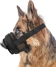 Byhoo Dog Muzzle Cover for Large Medium and Small Dogs Comfortable & Adjustable with Ultra-Breathable Soft Mesh Prevent Biting Barking and Chewing (Fits Mouth Size 11.02-13.39 Inches)