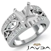 Asscher Filigree Shank Semi Mount Setting Diamond Fashion Wedding Ring 0.55Ctw.