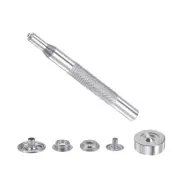 12 Sets Snap Fasteners Kit Metal with Tool Silver Tone
