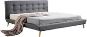 King Linen Fabric Deluxe Bed Frame and Headboard - 206cm x 205cm Grey