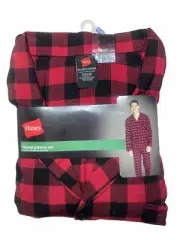 Hanes Flannel Check Plaid Pajama Set - Red 2XL 100% Cotton