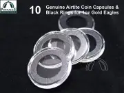 10 Airtite Holder Capsules for 1 oz American Gold Eagle with 32mm Black Rings