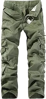 [Maiyifu-GJ] Men's Cotton Multi Pockets Pants Solid Loose Fit Outdoor Cargo Pants Casual Army Tactical Combat Trousers