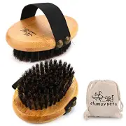 Bamboo Grooming Palm-Held Pets Brush with Boar Bristles & Elastic Band for Dog C