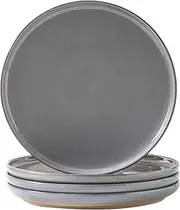 Tikooere Ceramic Dinner Plates Set of 4,Stoneware 10 Inch,Microwave,Dishwasher and Oven Safe,Porcelain Dessert Plates for Pasta,Salad and Steak,Dishes Set for Kitchen,Scratch Resistant,Gray