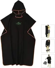 Changing Towel Poncho with Hood Quick Dry Swim Drying Robe Microfibre Beach Towel for Adults Womens Men One Size Fit All (black)
