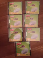 NEW 7p STAPLES CD-RW REWRITABLE DISCS-700MB/80MIN-4x SPEED-JEWEL CASE