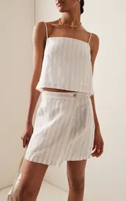 [Onia] Cabana Square Neck Linen-Blend Tank Top