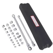 Advanced Flex Head Ratchet Wrench Set 14mm 19mm Socket Kit Chrome Vanadium Steel