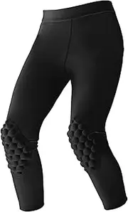 [STONEKISS] Youth Capri Leggings with Knee Pads and Butt Pad, Kids 3/4 Compression Tights with Knee and Butt Protection