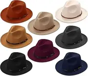Unittype Floppy Hats for Women Classic Wide Brim Hat Felt Panama Hat with Adjustable Belt Buckle Panama Jazz Dress Hat