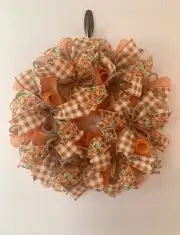 Deco Mesh Fall Wreath, Door Decor, Autumn Wreath, Thanksgiving Decor, Pumpkins