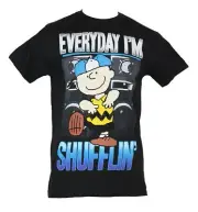 Peanuts Mens T-Shirt - "Every Day I'm Shufflin" Blue Hat Charlie Brown Image