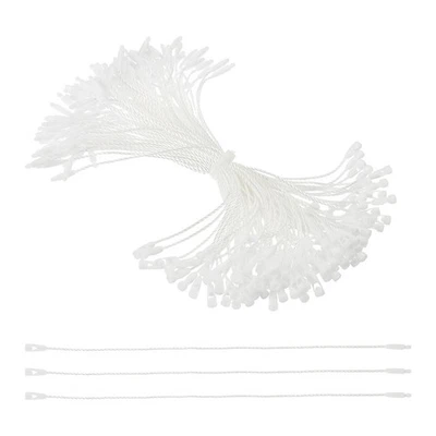 100 Pcs Polyester Hang Tag String, 6 Inch White Snap Lock Pins Loop Price Tag