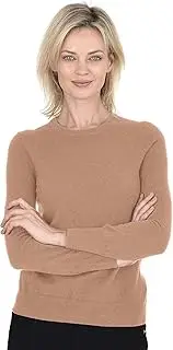 [Cashmeren] Women’s Basic Crewneck Sweater 100% Pure Cashmere Long Sleeve Round Neck Pullover, Cammello, Medium