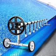 Aquabuddy Pool Cover Roller Blue Silver 400 Micron 6.5x3m Above Ground 4.5m Rollers, Swimming Pools Covers, Bubble Blanket Heater Garden Blankets Summer Rectangle Outdoor