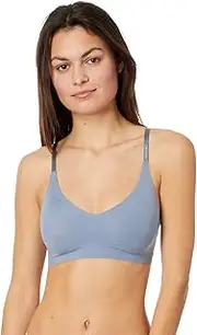 [Calvin Klein] Womens QF5753 Invisibles Lightly Lined Triangle Bralette Bra - Gray - Large