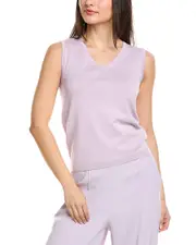 St. John Solid Jersey Knit V- Neck Shell