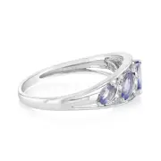 6 Marquise Ct Tanzanite Ring & 10 Diamonds in 9ct White Gold, Q