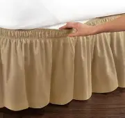 Twin/Full Gold Bed Ruffle w/ Elastic Band Bed-Skirt Home Decor