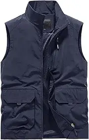 [QtthZZr] Men's Multi-Pocket Vest Sleeveless Breathable Gilet Multifunctional Utility Jacket Casual Fishing Camping Waistcoat