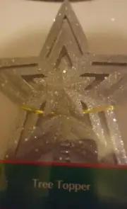 Holiday Style Tree Topper Silver Glittery Star Tree Top 9" Tall