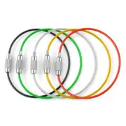 1.5mm Steel Screw Locking Wire Keychain Cable Rope Key Holder Keyring Chain Ring