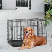 48" Dog Crate Kennel Cage Folding Metal w/ Double Door Tray for Large Pet Puppy