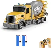 KNACKTOYZ RC Cement Mixer Toy Truck for Boys - 6 Channel Remote Control Construction Toys with 2 Rechargeable Batteries, 1:24 Auto Demo 360 Degree Stirring Vehicles with Lights, for Kids