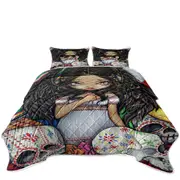 Sugar Skulls and Angel De Los Muertos Coverlet