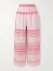 [ALIX OF BOHEMIA] ALIX OF BOHEMIA - Otto Printed Silk-satin Wide-leg Pants - Blush - small small Pink