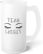 Team Staches Team Lashes Gender Reveal Frosted Glass Beer Mug 16oz / Frosted