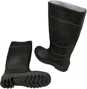 [Generic] Lightweight Waterproof Gumboots for Men - PVC Rubber Knee Boots Ideal for Outdoor Work, Gardening, Fishing, Agriculture, and Industrial Use - Durable, Non-Slip, Knee-Length Boots in Stylish Black