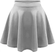 [Gum & Berries] Girls Flared High Waist Funky Stretch Mini Tutu Fancy School Skirts 5-14 Years, lightgrey, 13-14 Years