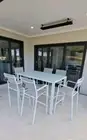 Mimosa Solaris Bar Setting Outdoor Patio 6 Bar Chairs High Table - WHITE