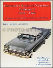 1953-1964 Chevrolet Book of Numbers Vol 2 Chevy prices options combos casting