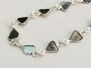 4-6mm Black Rough Diamond Slice Connector Chains 925 Silver Chain Wire Wrapped