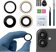 2pcs OEM Original Back Rear Camera Glass Lens Replacement for iPhone 16 A 3288 and for iPhone 16 Plus A3291 with Adhesive Preinstalled and Repair Tools Kit (iPhone 16/16 Plus)