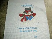 Finished Cross Stitch SNOWMAN ADVICE IS LIKE SNOW -SOFTER FALLS..... 4.5" X 6"