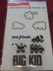 Echo Park Designer Die & Stamp Set BIG KID Construction Cement Truck Backhoe