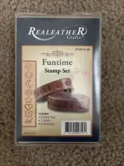 Realeather Crafts Leathercraft Fun Time Stamp Set Of 8 Stamps & 8 Wristbands.