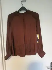 Ladies Medium Hilary Radley Long Sleeve Blouse Brown