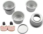 Mini Round Cake Pan, 2 Inch Aluminum Cupcake Muffin Chiffon Pan Cheesecake Pudding Mould with Removable Bottom, Set of 10