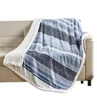 Plazatex Anissa with Sherpa Plush Decorative Throw Blanket 50" x 60" Blue