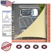14' Triangle Sun Shade Sail in Beige - 200GSM & Stainless Steel D-Rings